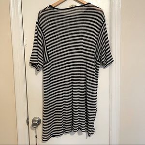 EILEEN FISHER striped Long tunic Organic Linen Size XL Blk WHITE Transparent